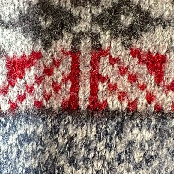 Le Collezioni Structure wool bl red gray snowflake design sweater large L B168 - Picture 2 of 5